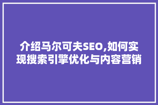 介绍马尔可夫SEO,如何实现搜索引擎优化与内容营销的完美结合