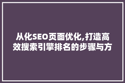 从化SEO页面优化,打造高效搜索引擎排名的步骤与方法