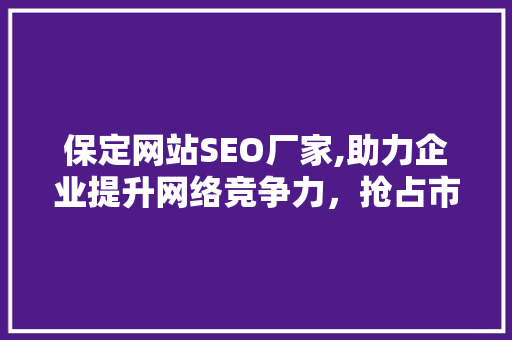保定网站SEO厂家,助力企业提升网络竞争力，抢占市场先机