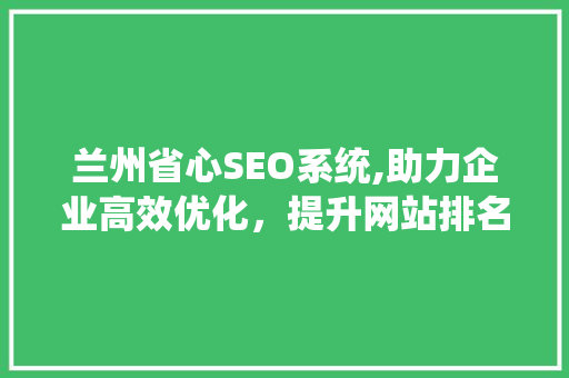 兰州省心SEO系统,助力企业高效优化，提升网站排名