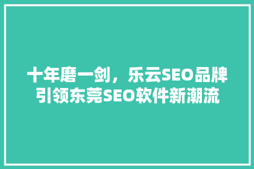 十年磨一剑，乐云SEO品牌引领东莞SEO软件新潮流