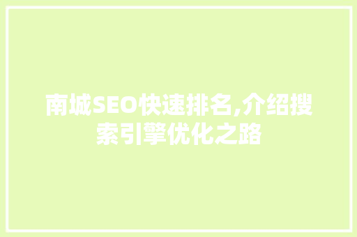 南城SEO快速排名,介绍搜索引擎优化之路