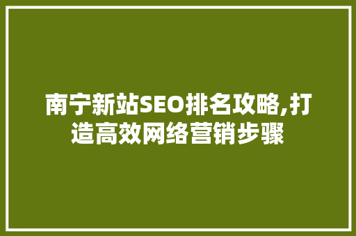 南宁新站SEO排名攻略,打造高效网络营销步骤