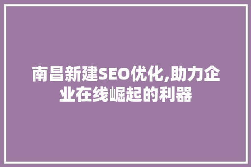 南昌新建SEO优化,助力企业在线崛起的利器