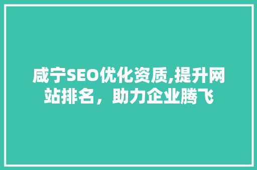 咸宁SEO优化资质,提升网站排名，助力企业腾飞