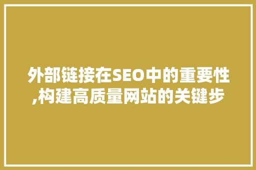 外部链接在SEO中的重要性,构建高质量网站的关键步骤
