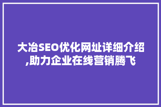 大冶SEO优化网址详细介绍,助力企业在线营销腾飞
