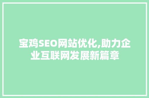 宝鸡SEO网站优化,助力企业互联网发展新篇章