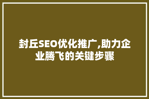 封丘SEO优化推广,助力企业腾飞的关键步骤
