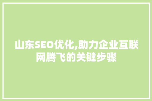 山东SEO优化,助力企业互联网腾飞的关键步骤