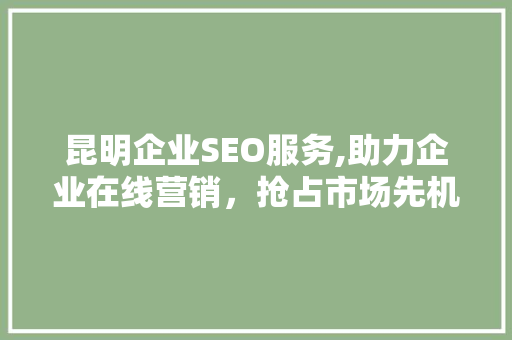昆明企业SEO服务,助力企业在线营销，抢占市场先机