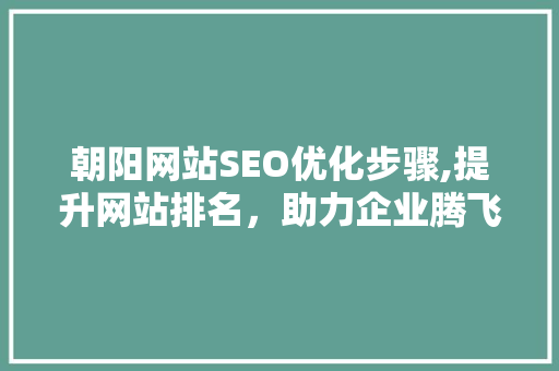 朝阳网站SEO优化步骤,提升网站排名，助力企业腾飞