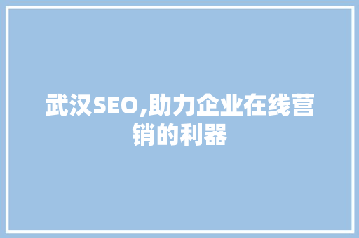 武汉SEO,助力企业在线营销的利器