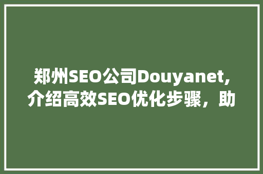 郑州SEO公司Douyanet,介绍高效SEO优化步骤，助力企业抢占网络市场