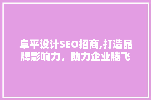 阜平设计SEO招商,打造品牌影响力，助力企业腾飞