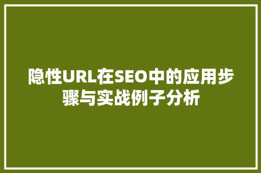 隐性URL在SEO中的应用步骤与实战例子分析
