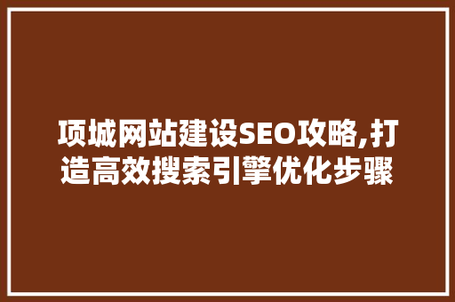 项城网站建设SEO攻略,打造高效搜索引擎优化步骤