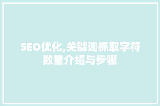 SEO优化,关键词抓取字符数量介绍与步骤