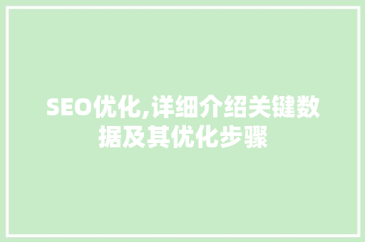SEO优化,详细介绍关键数据及其优化步骤