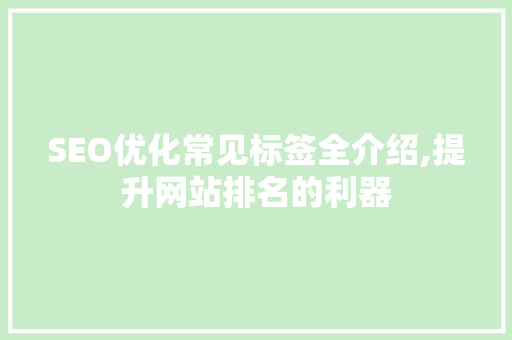 SEO优化常见标签全介绍,提升网站排名的利器