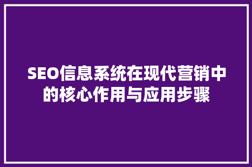 SEO信息系统在现代营销中的核心作用与应用步骤