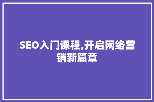 SEO入门课程,开启网络营销新篇章