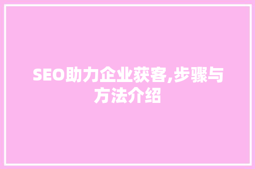 SEO助力企业获客,步骤与方法介绍