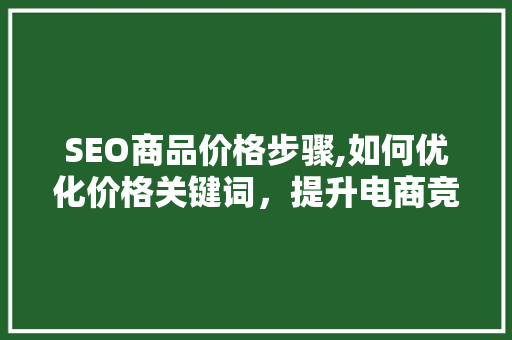 SEO商品价格步骤,如何优化价格关键词，提升电商竞争力