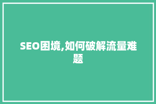 SEO困境,如何破解流量难题