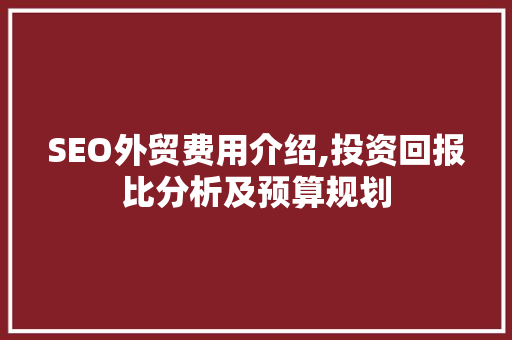 SEO外贸费用介绍,投资回报比分析及预算规划