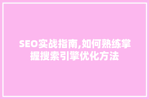 SEO实战指南,如何熟练掌握搜索引擎优化方法
