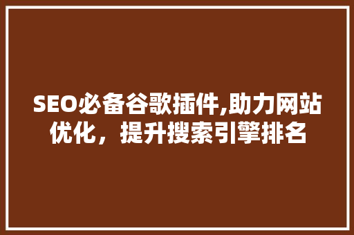 SEO必备谷歌插件,助力网站优化，提升搜索引擎排名