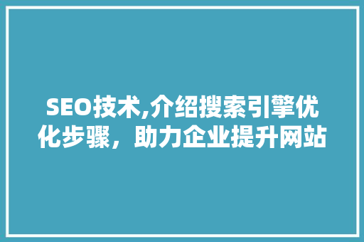 SEO技术,介绍搜索引擎优化步骤，助力企业提升网站排名