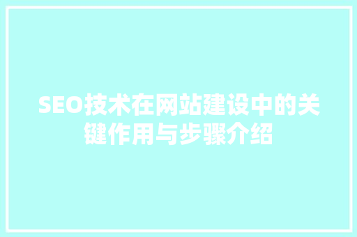 SEO技术在网站建设中的关键作用与步骤介绍