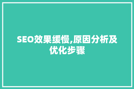 SEO效果缓慢,原因分析及优化步骤