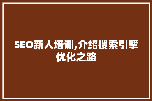 SEO新人培训,介绍搜索引擎优化之路