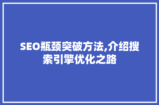 SEO瓶颈突破方法,介绍搜索引擎优化之路