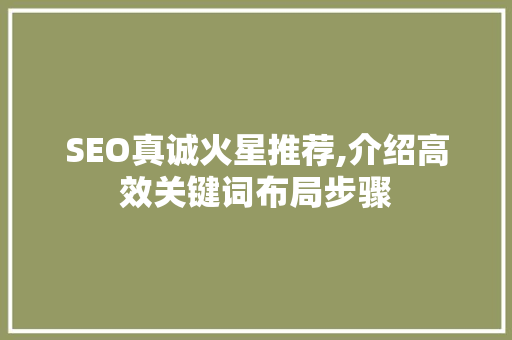 SEO真诚火星推荐,介绍高效关键词布局步骤