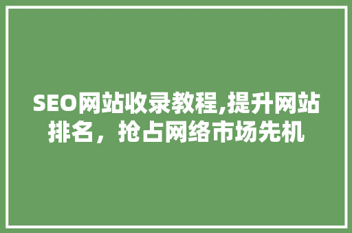 SEO网站收录教程,提升网站排名，抢占网络市场先机