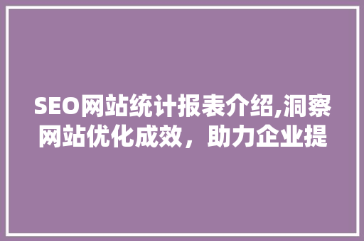 SEO网站统计报表介绍,洞察网站优化成效，助力企业提升竞争力