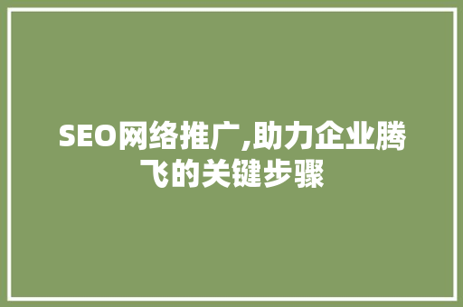 SEO网络推广,助力企业腾飞的关键步骤