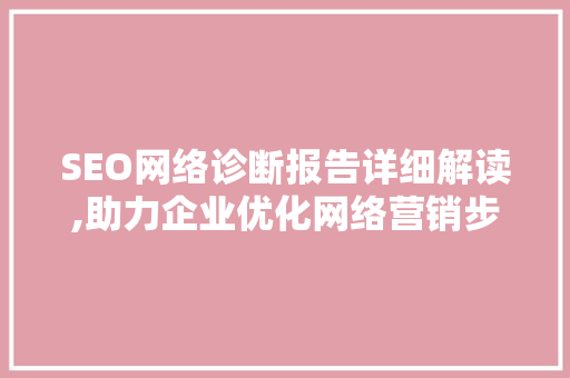SEO网络诊断报告详细解读,助力企业优化网络营销步骤