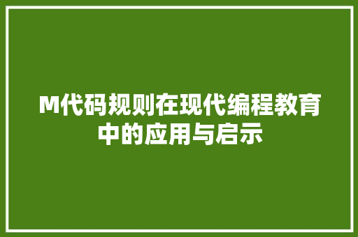 M代码规则在现代编程教育中的应用与启示
