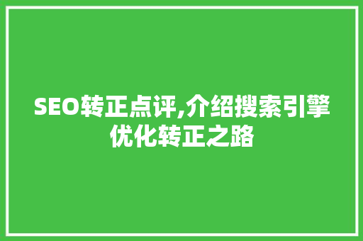 SEO转正点评,介绍搜索引擎优化转正之路