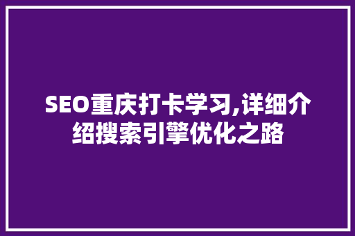 SEO重庆打卡学习,详细介绍搜索引擎优化之路