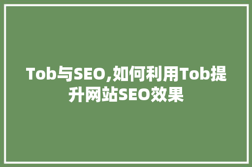 Tob与SEO,如何利用Tob提升网站SEO效果