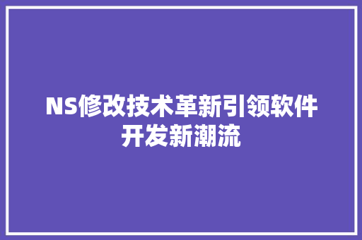 NS修改技术革新引领软件开发新潮流