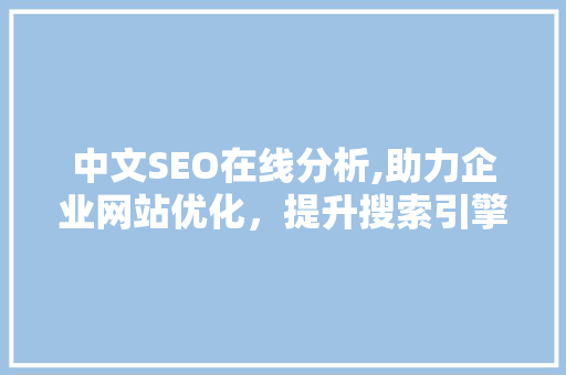 中文SEO在线分析,助力企业网站优化，提升搜索引擎排名