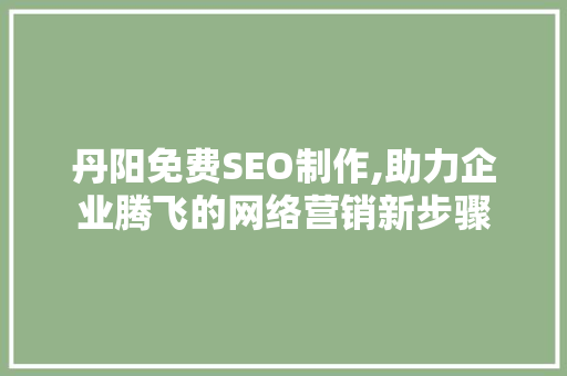 丹阳免费SEO制作,助力企业腾飞的网络营销新步骤