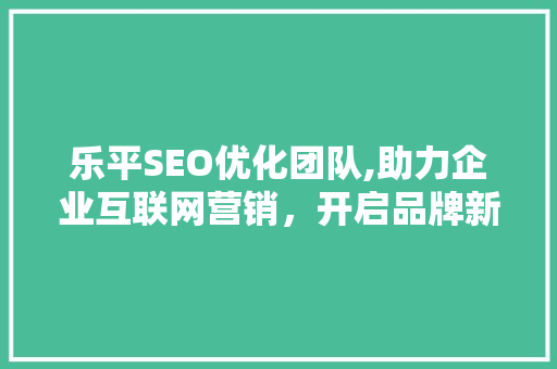 乐平SEO优化团队,助力企业互联网营销，开启品牌新篇章